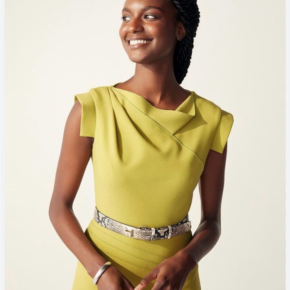 Elland Dress Chartreuse Sculpt Stretch Crepe - The Fold London